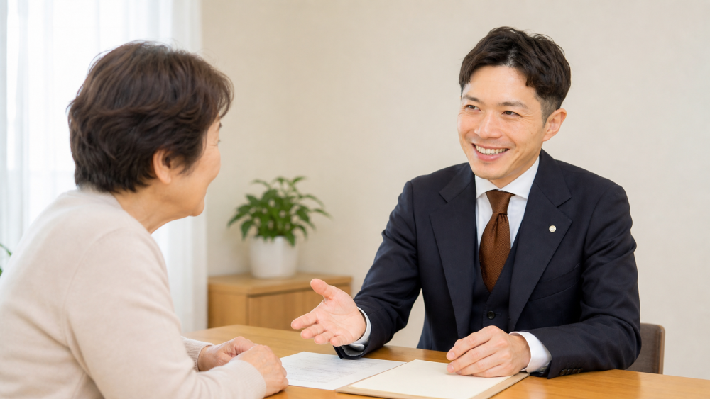 60代女性の相談に、穏やかに耳を傾ける司法書士 早瀬和海